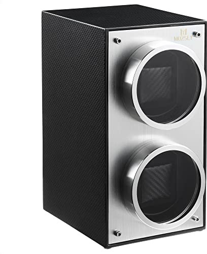 MOZSLY Doppel Uhrenbeweger für Automatik Uhren mit leisem Motor Klavierlack Schwarz