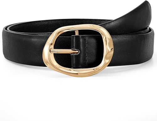 JASGOOD Women Leather Belt for Jeans Pants Ladies Casual Waist Belt Fashion Women Belt with Gold Buckle