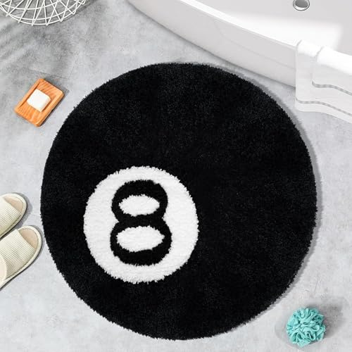 MZYZPPBD 8 Ball Teppich Rutschfester Rund 8 Ball Rug Design Dekor Teppiche Kinderzimmer Billard Zimmer Wasserabsorbierender Stuhlunterlage 8 Ball Billard Teppich Für Schlafzimmer,C,100cm/39.37inch