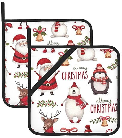 Presina da cucina con Babbo Natale, resistente al calore, presina da forno, per cucina, cottura e barbecue