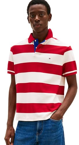 Tommy Hilfiger Herren Short Sleeve Casual Polo Shirts in Regular Fit with Rugby Stripe Designs Kurzärmeliges, lässiges Poloshirt in normaler Passform mit Rugby-Streifen-Designs
