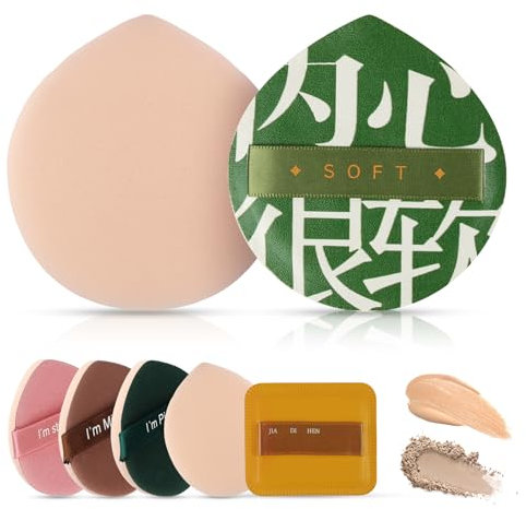 2 Stück Großer Make up Schwamm, mit 5 mini Powder Puff, Weich Puderquaste, Nasses Trockenes Makeup Schwamm für Foundation, Kissen, Concealer, Loser Puder, Flüssige Kosmetik