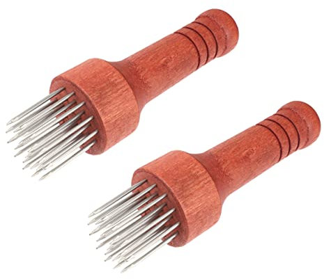 Cabilock 2piezas Ablandador De Carne De Herramienta para Machacar Carne Aguja para Bistec Mango De Madera Acero Inoxidable para Cocina