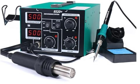 Station de soudage 862BD + Pistolet À Air Chaud 2 En 1 For Réparation Électronique De Téléphone Portable, Station De Dessoudage, Fer À Souder Électrique, Température Réglable(852D AIR plus)