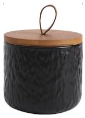 MAGICVOGEL Boîte de conservation en céramique pour aliments, grains de café, biscuits, épices avec couvercle hermétique, boîte à café pour thé, sucre, café, haricots, noix, épices (noir, 260 ml)