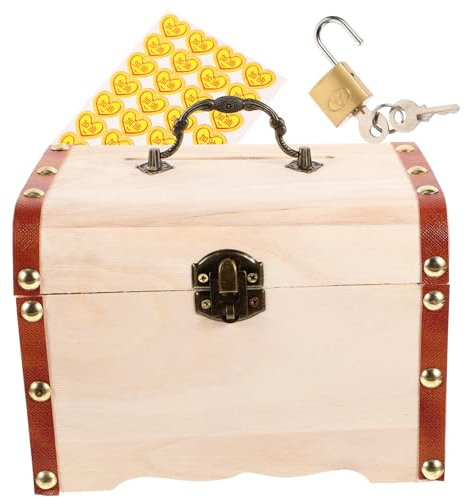 BESTonZON Holzbehälter Aufbewahrungsbox Schmuckschatulle Sparschwein Organizer Aus Holz Für Junge Mädchen Spielzeug Und Tägliche Organisation