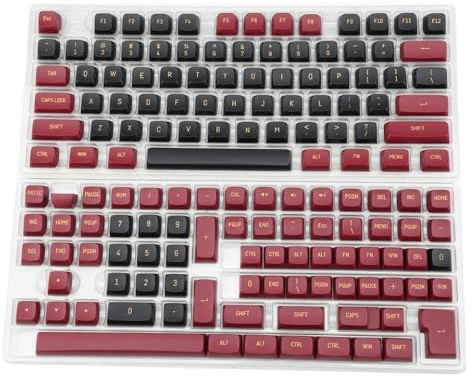 QPSJXN PBT Double Shot Keycap Set 150 CSA Profile Black Orange Compatible with Mechanical Keyboard Compatible With MX Switches(Red Black)