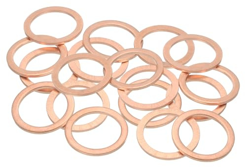 sourcing map 18 rondelle piatte M20, kit di rondelle di tenuta in rame M20, diametro interno 20 mm, diametro esterno 26 mm, spessore 1,5 mm per bulloni, viti, riparazione macchinari