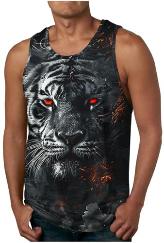 ZDSUHYIW Camiseta de tirantes para hombre, sin mangas, con estampado de Tie-Dye, transpirable, para culturismo, para playa, fitness, tirantes, holgada, cómoda, informal, Negro , 4XL