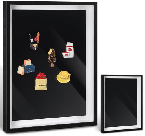 Vicenpal 1 Pcs Large Magnet Display Board 16x12 Magnetic Board, Black | Souvenir Magnet Display Case, Magnet Frames for Wall, Removable Dust Proof Cover Framed Magnetic Board for Table Fridge