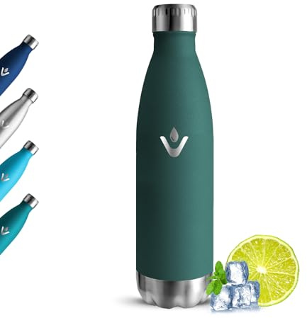 Grsta Gourde Isotherme, Gourde 500ml Sans BPA, Réutilisable Gourde Inox, 24h Froid et 12h Chaud, Bouteille d'eau en Acier Inoxydable, Anti Fuite Bouteille Isotherme pour Enfant, Camping, Outdoor