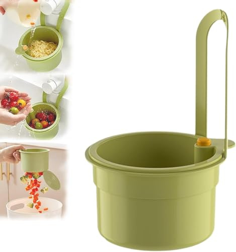 Sieb für SpüLbecken, Waschbecken Sieb Mit Druckknopf Zum AufhäNgen, Snap-Button Abnehmbare Silikon Siebkorb für Spülbecken Verstopfungsschutz Küche Abfluss Spüle (Grün)