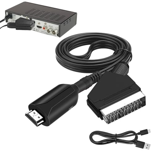 DONOONIS Cable Peritel HDM1, Adaptateur Péritel vers HDM1 Tout en Un vers 1080p/720p avec Câble pour Ecran TV HD, Projecteur STB, VHS, Xbox, PS3, Sky Blu-Ray Lecteur DVD