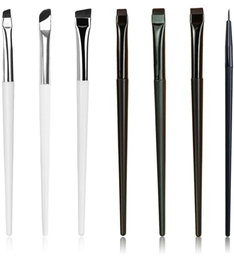 HABNI 7 Pcs Pennelli Per Eyeliner Ultra-Sottili E Obliqui Ad Angolo Piatto Pennelli Angolati Fini Per Eyeliner Sopracciglia Correttorestrumento Cosmetico Professionale Per Un'Applicazione