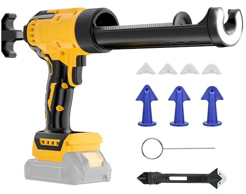 Cordless Caulking Gun Compatible With DeWalt 20V Max Battery(NO Battery) Electric Caulking Gun 10 Oz with Anti-Drip,Auto Retract,LED Light,6 Speed for Filling, Sealing, Repair