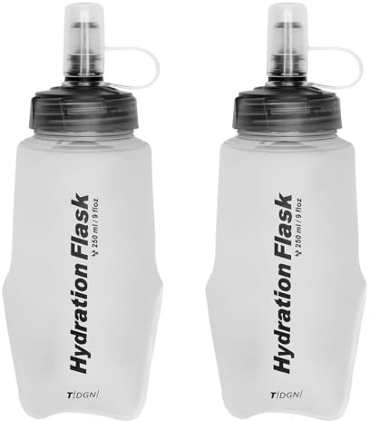 Azarxis Bouteille d'eau Souple Flasque Running Gourde Souple Pliable Poche Hydratation pour Randonnée Marathon (Blanc, 250 ml - 2 Pièces)