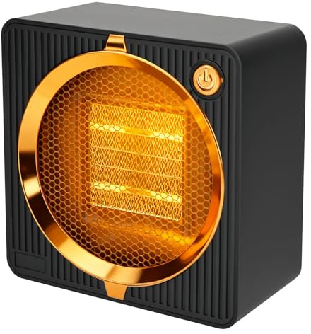 smtfcty Electric Heater, Lightweight PTC Ceramic Fan Heater 500W Energy Efficient with Overheating & 45° Tip-Over Protection, Portable Desk Electric Heaters Electric Space Heater for Office Home
