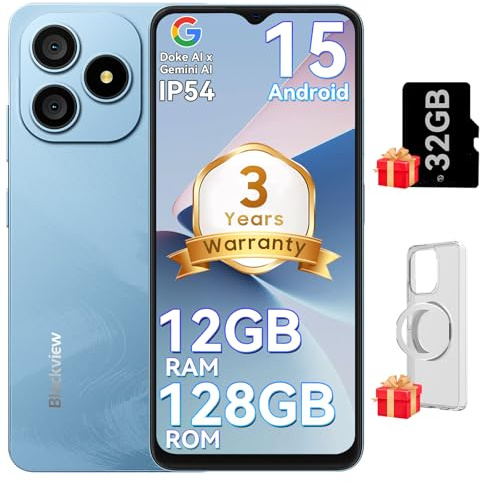 Blackview WAVE 9C Smart Android Phone,4G Sim-Free & Unlocked Mobile Phones, 12GB+128GB/2TB, Android 15 Phone 13MP+8MP AI Camera, 5000mAh/10W, Fingerprint/Eye Comfort Mode, 5G WiFi/GPS/OTG Smartphone