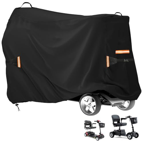 Upgraded Mobility Scooter Storage Cover 600D, Heavy Duty Oxford Fabric Electric Scooter Cover with Waterproof Strip, Water Resistant, Anti-UV (Black, L - 49x 23x 39)