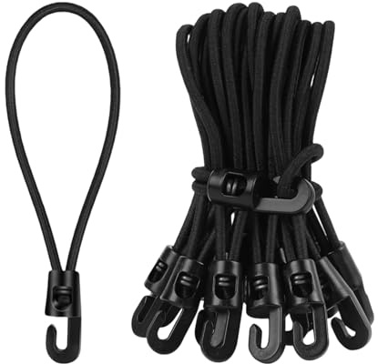 ZenithQuest 20 Pack 10cm Mini Bungee Cords with Hooks, Elastic Polyester Tarp Ties Stretches to 20cm, for Camping Tent Canopy Tarpaulin Outdoor Fastening