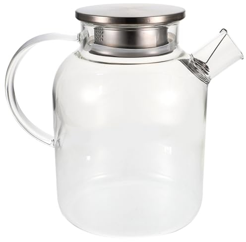 SHINEOFI Pichet à Eau en Verre Transparent 16 L Couvercle en Acier Inoxydable Théière Multi-Usages Grosse Capacité Résistant au Froid pour Maison Restaurant et Réfrigérateur