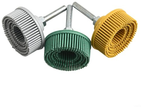 UrbanHui Disco di setole per trapano, ruota abrasiva per lucidatura da 50 mm con gambo da 1/4, opzioni grana 50/80/120 per metallo, alluminio, ruggine e sbavatura