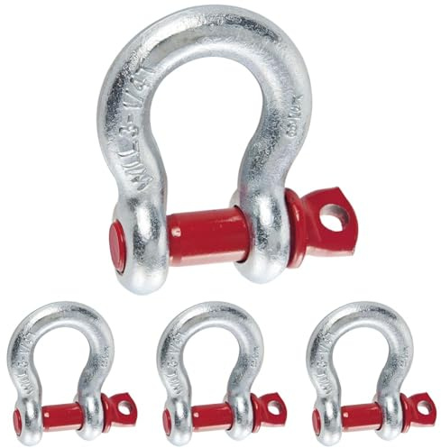 Provence Outillage 01642 Schäkel, 3,2 Tonnen, Silber/rot (Packung mit 4)