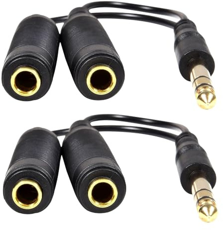 OmniaLaser Cavo Sdoppiatore 6,3 mm a Doppio Jack Stereo da 6,30 mm - Splitter a Y Stereo - 22 cm (2 pezzi)