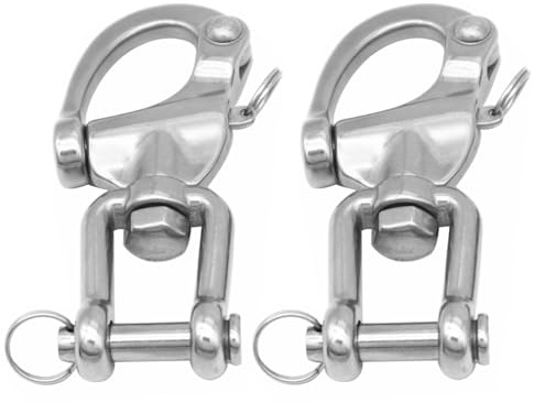 Didiseaon 2pcs 3 1/3 316 Stainless Steel Marine Swivel Snap Shackle Quick Release Spring Loaded Hooks for Boat Rigging Mooring Line Hardware