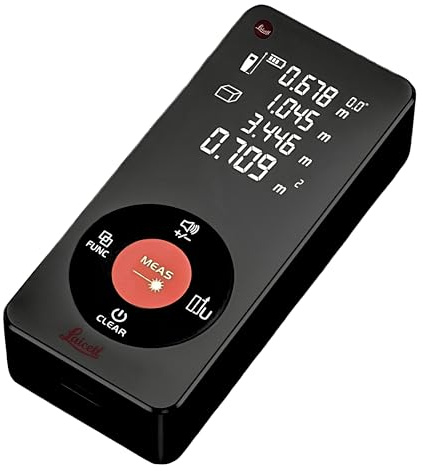 Medidor de Distancia Láser Digital 70m - Telémetro Recargable por USB con Pantalla LCD Retroiluminada. Medición de Área, Volumen y Pitágoras. Nivel de Burbuja (Negro). (70 MTS)