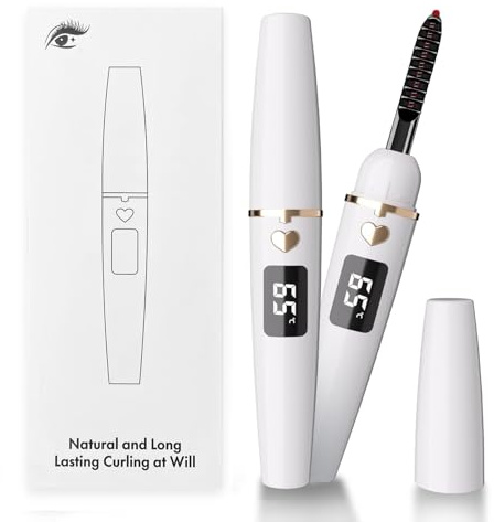 EYECURL Heated EyeLash Curler, X8 Heated Lash Curler, Intelligent Power Off Rechargeable Electric Eyelash Curler Heated By Steel Wire for 24 Hs Long Lasting (Pure White/Gold, X8-132MM)