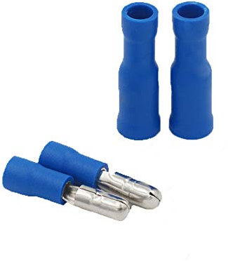 Grapelet Kabelschuhe x 100 - Rundstecker Blau x50 / Rundsteckhülsen Blau x50 - Quetschverbinder, Isolierte - Für Kfz, Elektronik und Hobby