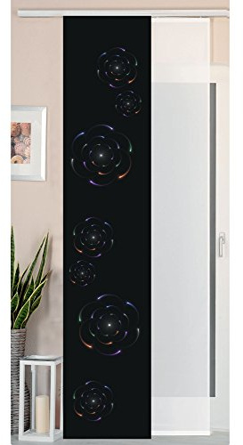 Gardinenbox 2er Set Schiebegardine Flächenvorhang Wildseide Optik und Voile Paneel, 245x45, Circle, 80400