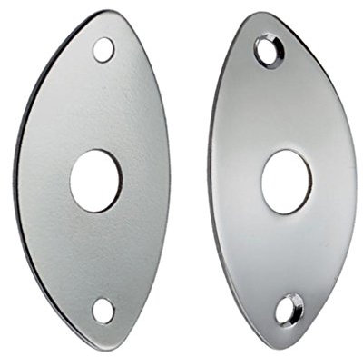 2pcs Oval Output Klinkenbuchse Plate Steckdose mit 4 x Schrauben für E-Gitarre, Silber