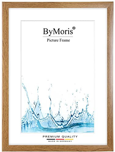 ByMoris Bilderrahmen nach Maß 61 x 91.5 cm in Eiche Rustikal mit Antireflex-Acrylglas, Poster Puzzle Portrait Foto Holz Rahmen