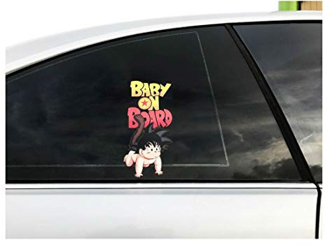 2 Stück Autoaufkleber Baby on Board Goku Dragon Ball Z Baby an Bord Stoßstangenaufkleber Dragonball (10x17 cm)