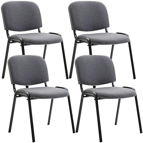 CLP Set 4 Sedie Ufficio Visitatore Ken Imbottite In Stoffa I Sedie Attese Impilabili E Imbottite I Carico Max 120 KG, Colore:grigio