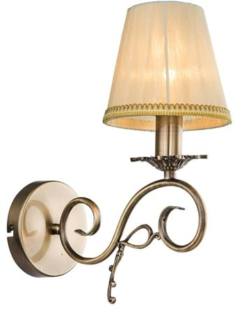Lindby Vägglampa, vägglampa inomhus 'Finnick' (lantlig/rustik) i Brun av textil siden för vardagsrum matsal (1 lamor, E14) - Textil vägglampor, väggspots, vägglampor sovrum/vardagsrum