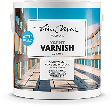 Vernice Marino con Finitura Lucida All’acqua - Decora e Protegge il Legno All’esterno con una Particolare Resistenza in Ambienti Marini Ideale per Barche, Yacht, Mobili e Porte (2.3 Litri, Incolore)