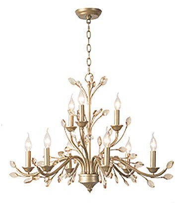 E14 Vintage Kristall Kronleuchter,Antiken Luxus Kronleuchter Land Restaurant Kronleuchter Transparenter Kristall Deckenleuchte Insel Lampe Bronze-finish,Kerze Kronleuchter-Shakin 9 kopf