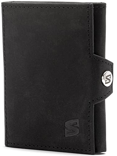 SERASAR Leder Geldbeutel [Smart] Herren Schwarz Braun Echtleder Geschenk