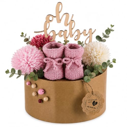 Öko Windeltorte ECO FRIENDLY aus Bio Windeln | Premium Geschenk zur Geburt | nahezu Plastikfrei* (S, altrosa)