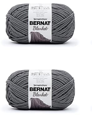 Bernat Ovillo para mantas, paquete de 2 de 10.5 onzas, poliéster, #6, superesponjoso, 220 yardas, tejido de punto/ganchillo, color gris oscuro | Hilo súper voluminoso tamaño 6, 100 % poliéster para cobija para ganchillo, tejer, 220 yardas, 300 g/10.5 oz