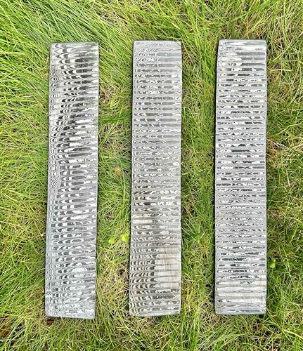 Premium Ladder Damascus Steel Blank Blade Billet Bar 10 & 12 length Bush Crafts Knife Tools Making Bar (10 Inches - 25cm)