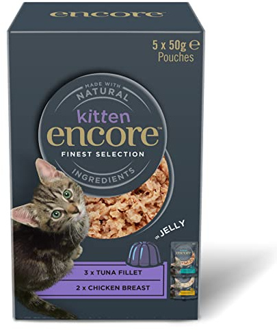 Encore Natural Wet Kitten Food, Multipack Chicken and Tuna in Jelly 50g Pouch (5x50g)