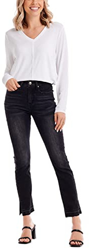 Mud Pie Women's Nico Release Hem Jeans, Black, Medium