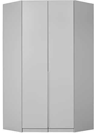 Rauch Möbel Alabama, Eckschrank, Farbe Seidengrau, Breite 117 cm | Eckkleiderschrank, 2-türig, Zubehör Basic, für Schlafzimmer, Kinderzimmer, Hauswirtschaftsraum, Garderobe, Flur