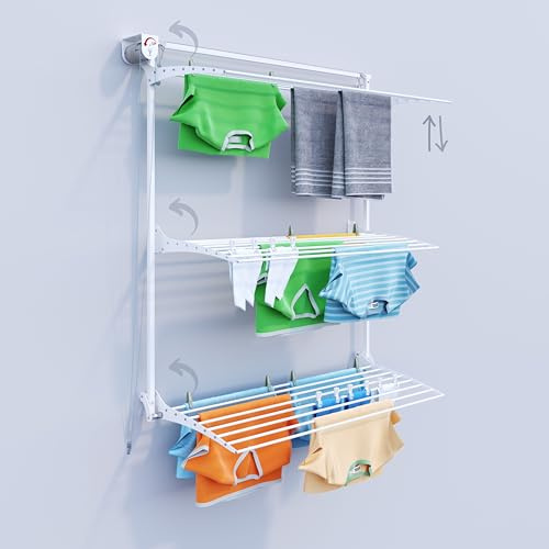 foxydry Tower Vertical Wall Airer - Wall Airer for Indoor and Outdoor Use (White, 128 cm / 50.4 in)