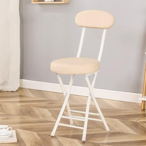 HCZION Klappstühle Büro Schreibtischstuhl Gepolstert Balkonstuhl Faltbar Küchenstuhl Kunststoff Zuhause Stapelstuhl Für Esszimmer Küche Garten Balkon (Color : Beige)