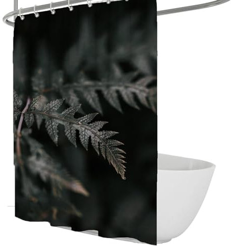 Tropische Dschungel-Duschvorhänge für modernes abstraktes Badezimmer Deko Farne Bäume Vegetation Stoff Duschvorhang Grün Ländlicher Stil Design W120 x L200cm